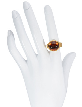Orange Tourmaline Cabochon Dome Ring