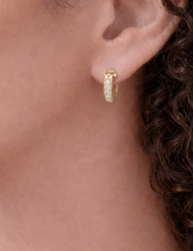 Small White Diamond Pave Hoops