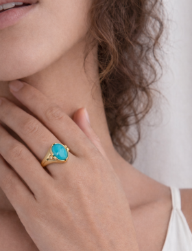 Candelario Turquoise Signet Ring